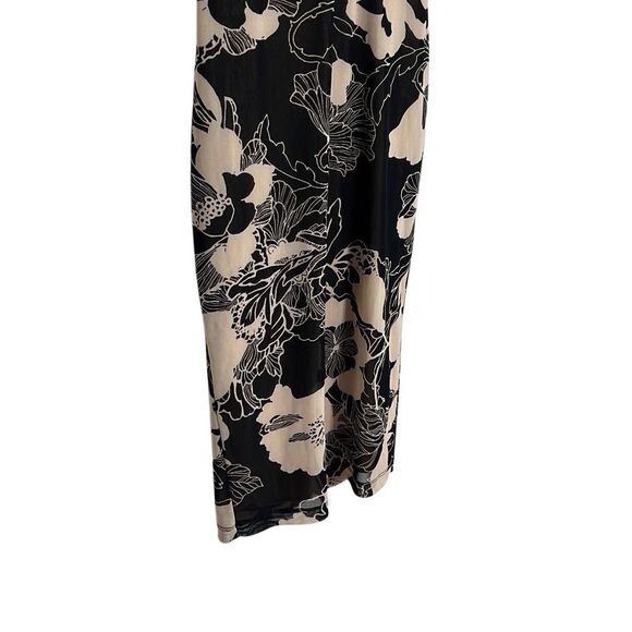 Floral Sleeveless Midi Bodycon Dress Black Tan Size Large - Picture 4 of 7